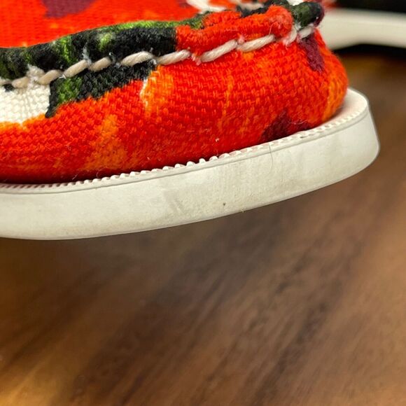 Milly x Sperry Top-sider Boat Shoes Womens 7 M Red Floral Canvas Gold Laces - Picture 12 of 16